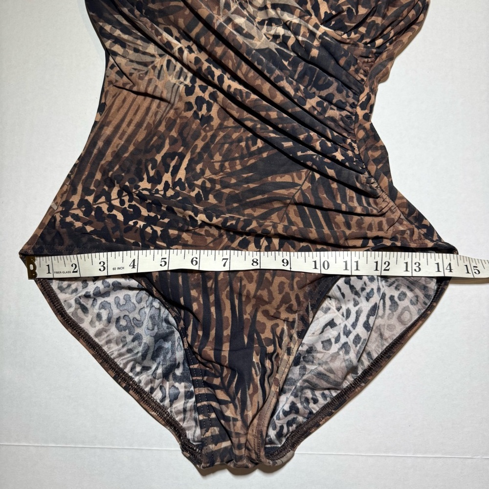 Miraclesuit It’s A Wrap Palm Animal Print One Piece Bathing Suit size 8 - Picture 6 of 10